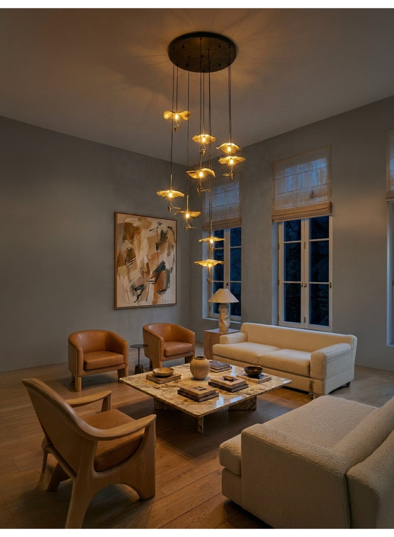 SPOLUX Modern Lighting, Chandelier, Light, Copper flower chandelier, GBK & Black Color, 45 x20 x 190 cm, Suitable for bedroom and living room, Adjustable height - Image 4
